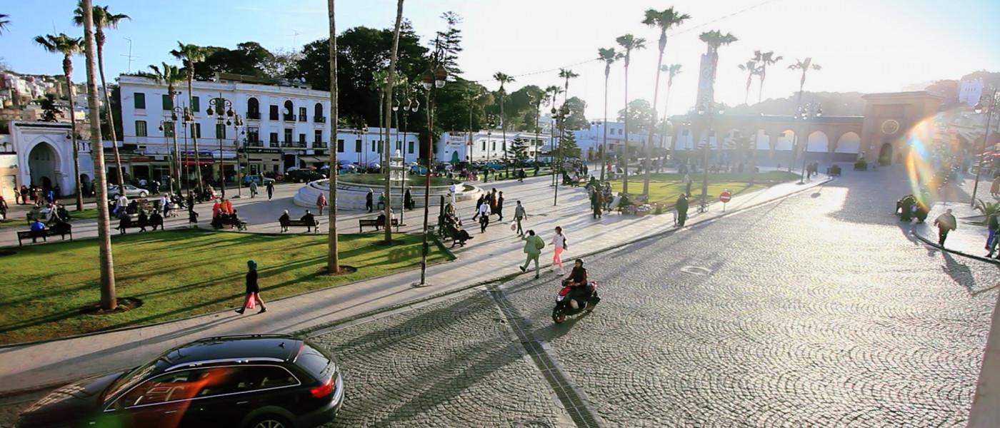 A square and green in the heart of Tangier.